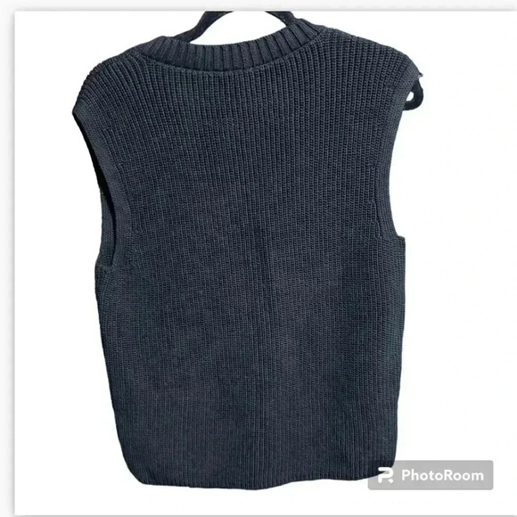 Talbots Vest Knit Sweater V Neck Preppy Classic Black academia minimalist - Picture 2 of 4